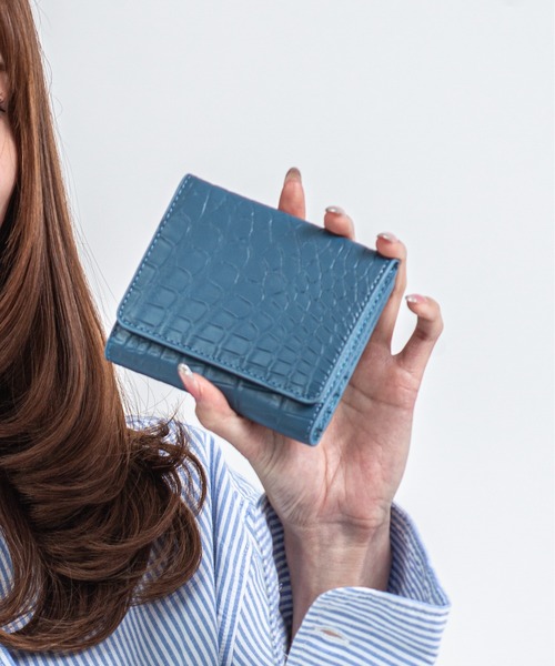 セール】【BELLIES YORK】クロコダイル コンパクト財布 二つ折り財布 