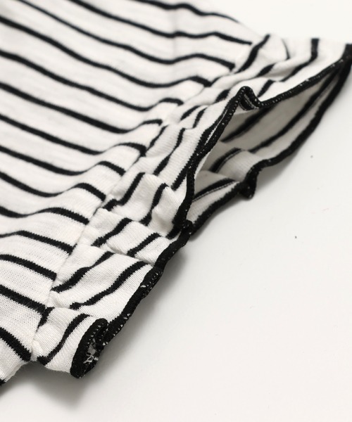 chil2(チルツー)の「綿100% スラブ天竺ボーダー 袖フリルTシャツ(Tシャツ/カットソー・キッズ・ホワイト/ネイビー/イエロー/ブラック・80cm/90cm/100cm/110cm/120cm/130cm/140cm)」の19枚目の写真