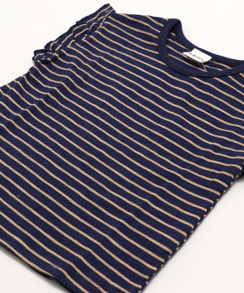 chil2(チルツー)の「綿100% スラブ天竺ボーダー 袖フリルTシャツ(Tシャツ/カットソー・キッズ・ホワイト/ネイビー/イエロー/ブラック・80cm/90cm/100cm/110cm/120cm/130cm/140cm)」の13枚目の写真