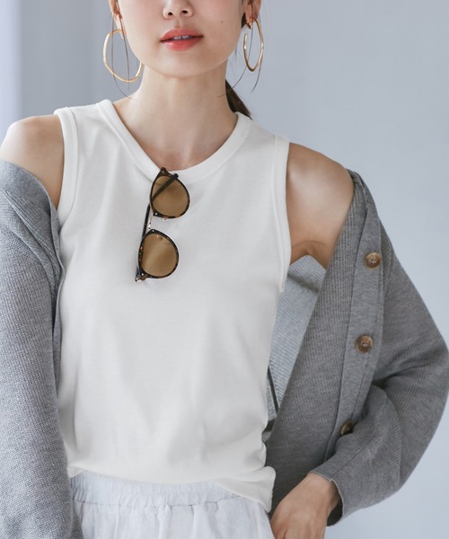 ROPE' PICNIC（ロペピクニック）の「アメスリタンクトップ（タンクトップ・レディース・ブラック/ベージュ/ホワイト・38）」の2枚目の写真