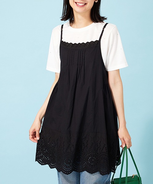 BELLUNA PLUS(ベルーナ)の「刺しゅう使いキャミチュニックアンサンブル(チュニック・レディース・ブラック/カーキ・MEDIUM/X-LARGE/LARGE)」の14枚目の写真