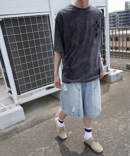SlashDate（スラッシュデイト）の「【82】スノーウォッシュ ヴィンテージテイスト ワッペンTシャツ  メンズ　レディース（Tシャツ/カットソー・メンズ・グレー/ブラック系その他/ブラック/グレー系その他・M/L）」の16枚目の写真