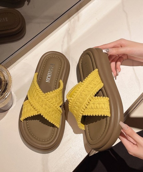 Miniministore(ミニミニストア)の「厚底サンダル レディース クロスサンダル(サンダル・レディース・ブルー/アイボリー/イエロー・24.0cm/23.0cm/22.5cm/24.5cm/23.5cm)」の8枚目の写真