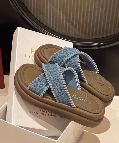 Miniministore(ミニミニストア)の「厚底サンダル レディース クロスサンダル(サンダル・レディース・ブルー/アイボリー/イエロー・24.0cm/23.0cm/22.5cm/24.5cm/23.5cm)」の6枚目の写真
