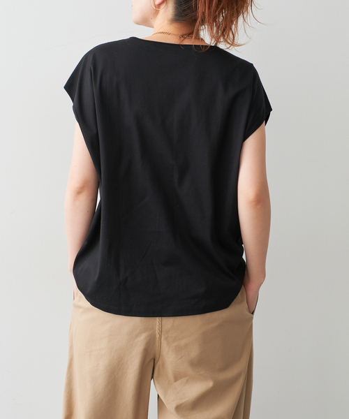 スピックアンドスパン　汗ジミ防止 / コクーンシルエットTシャツ　新品　黒 セール】汗ジミ防止 / コクーンシルエットTシャツ（Tシャツ
