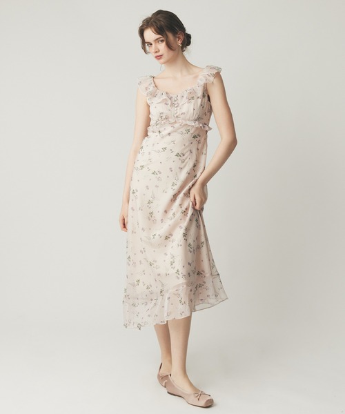 DEICY(デイシー)の「シアーシフォンフラワーワンピース(ワンピース・レディース・ピンク/アイボリー・1/0)」の3枚目の写真