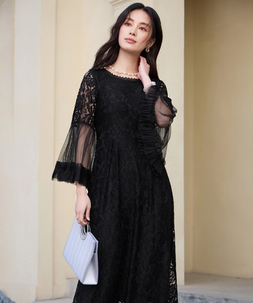 DRESS PLUS（ドレスプラス）の「透け袖レースのこなれパーティードレス（ドレス・レディース・ネイビー/ダークブルー/ブラック・S/M/L/XL/XXL）」の17枚目の写真