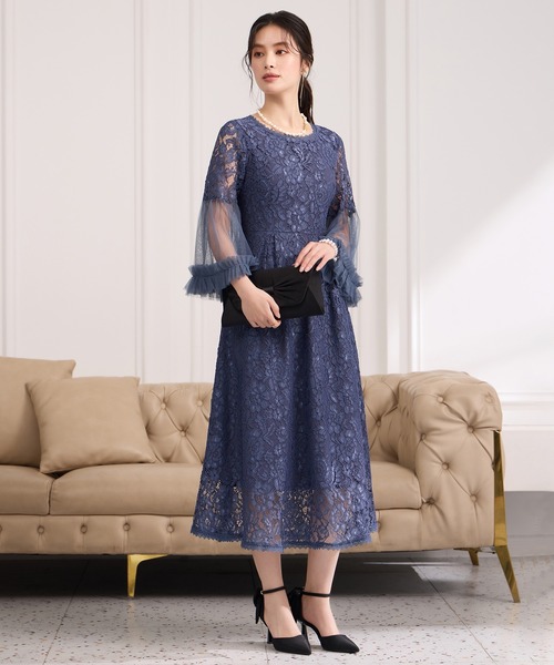 DRESS PLUS（ドレスプラス）の「透け袖レースのこなれパーティードレス（ドレス・レディース・ネイビー/ダークブルー/ブラック・S/M/L/XL/XXL）」の13枚目の写真