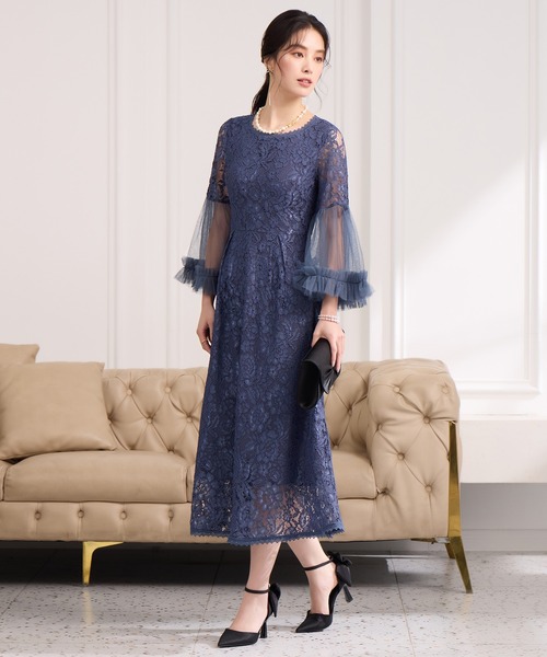 DRESS PLUS（ドレスプラス）の「透け袖レースのこなれパーティードレス（ドレス・レディース・ネイビー/ダークブルー/ブラック・S/M/L/XL/XXL）」の14枚目の写真