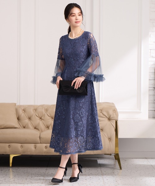 DRESS PLUS（ドレスプラス）の「透け袖レースのこなれパーティードレス（ドレス・レディース・ネイビー/ダークブルー/ブラック・S/M/L/XL/XXL）」の15枚目の写真