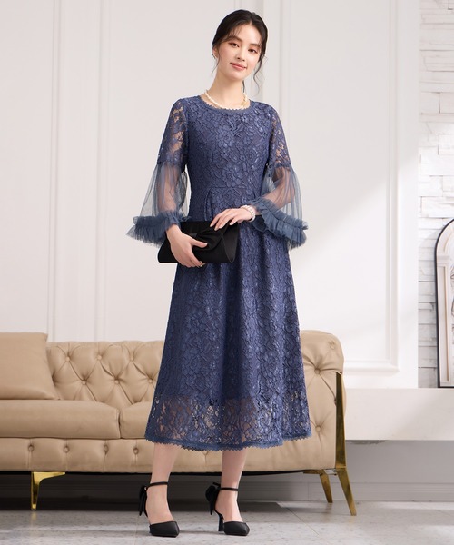 DRESS PLUS（ドレスプラス）の「透け袖レースのこなれパーティードレス（ドレス・レディース・ネイビー/ダークブルー/ブラック・S/M/L/XL/XXL）」の16枚目の写真