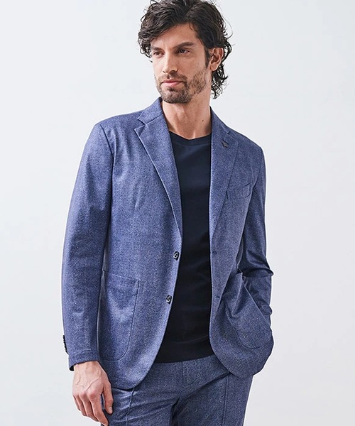 g-stage（ジーステージ）の「ストレッチテーラードジャケット ジャージ ドライ メッシュプリント（セットアップ・メンズ・ネイビー系/ブラウン系/ベージュ/ブラウン/サックスブルー系・44/46/48/50）」の4枚目の写真