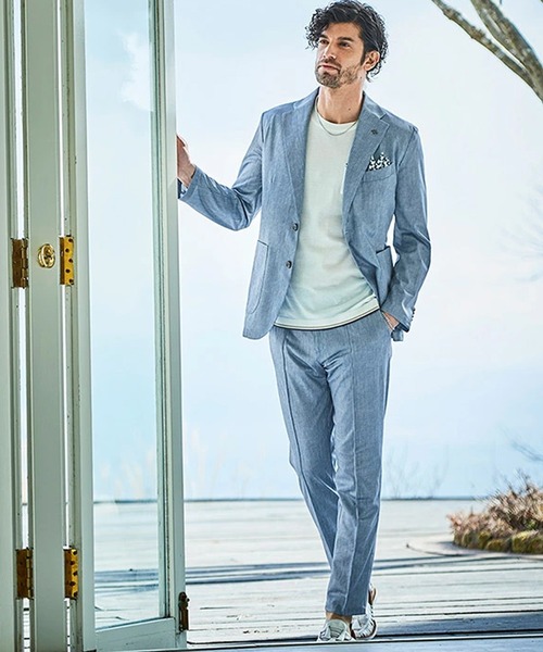 g-stage（ジーステージ）の「ストレッチテーラードジャケット ジャージ ドライ メッシュプリント（セットアップ・メンズ・ネイビー系/ブラウン系/ベージュ/ブラウン/サックスブルー系・44/46/48/50）」の6枚目の写真