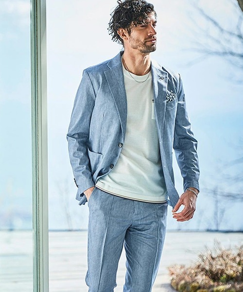 g-stage（ジーステージ）の「ストレッチテーラードジャケット ジャージ ドライ メッシュプリント（セットアップ・メンズ・ネイビー系/ブラウン系/ベージュ/ブラウン/サックスブルー系・44/46/48/50）」の7枚目の写真