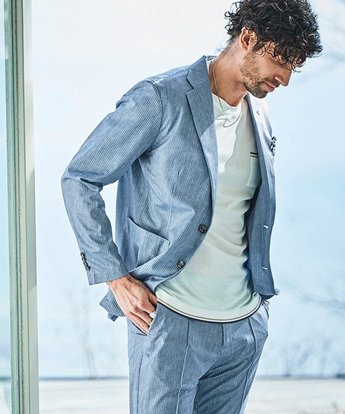 g-stage（ジーステージ）の「ストレッチテーラードジャケット ジャージ ドライ メッシュプリント（セットアップ・メンズ・ネイビー系/ブラウン系/ベージュ/ブラウン/サックスブルー系・44/46/48/50）」の8枚目の写真