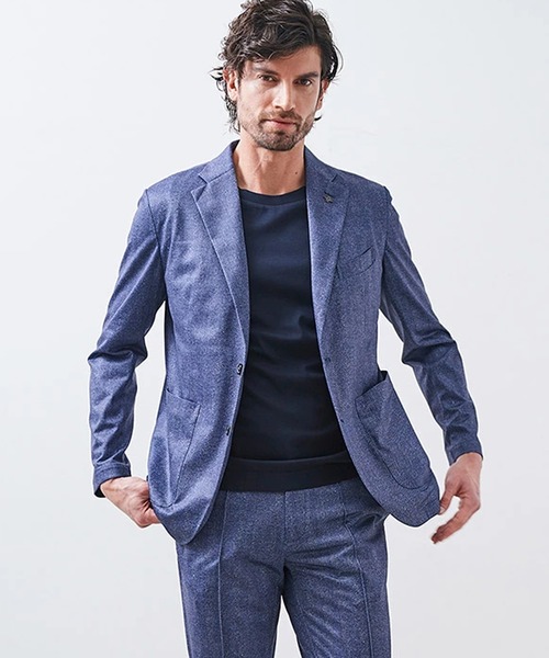 g-stage（ジーステージ）の「ストレッチテーラードジャケット ジャージ ドライ メッシュプリント（セットアップ・メンズ・ネイビー系/ブラウン系/ベージュ/ブラウン/サックスブルー系・44/46/48/50）」の10枚目の写真