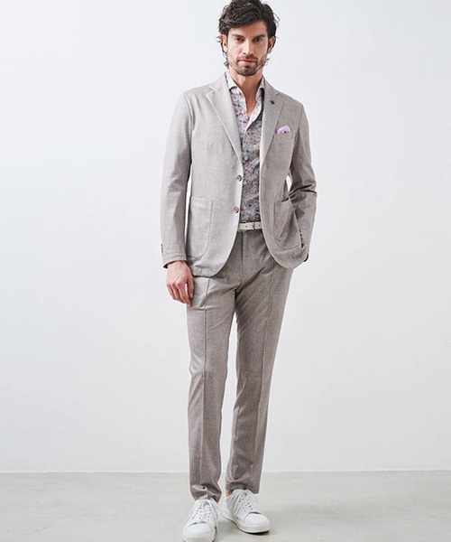 g-stage（ジーステージ）の「ストレッチテーラードジャケット ジャージ ドライ メッシュプリント（セットアップ・メンズ・ネイビー系/ブラウン系/ベージュ/ブラウン/サックスブルー系・44/46/48/50）」の16枚目の写真