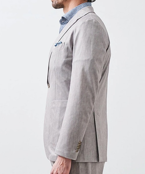 g-stage（ジーステージ）の「ストレッチテーラードジャケット ジャージ ドライ メッシュプリント（セットアップ・メンズ・ネイビー系/ブラウン系/ベージュ/ブラウン/サックスブルー系・44/46/48/50）」の17枚目の写真