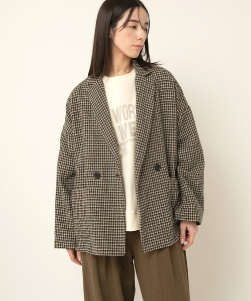 J2148 ツイードチェックダブルジャケット（テーラードジャケット