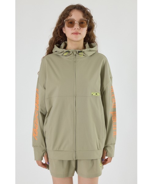 極美品 BEIGE 近年 SOPTICALオプティカルパーカー ブラウン SUN VALLEY アウター ワイド レディース 8分袖 ポンチョ風