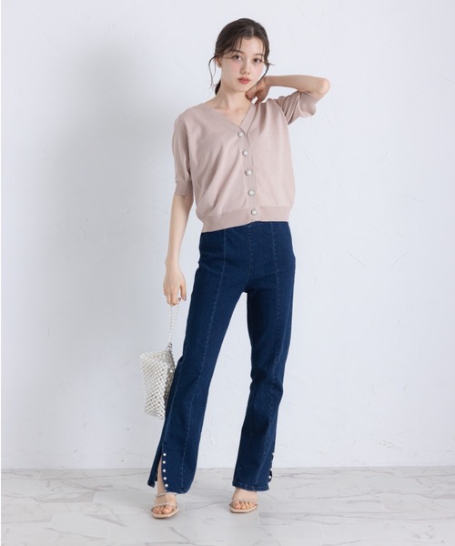 tocco closet(トッコ クローゼット)の「パール釦ストーン付きニットカーディガン(カーディガン/ボレロ・レディース・ピンク/ラベンダー/オフホワイト・M)」の20枚目の写真