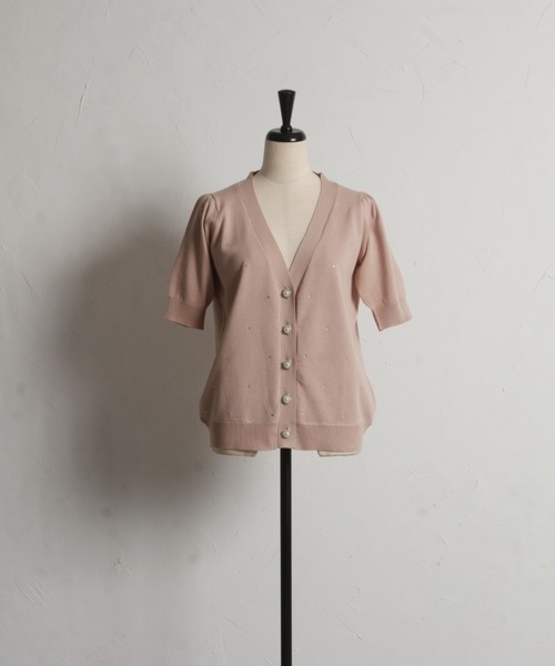 tocco closet(トッコ クローゼット)の「パール釦ストーン付きニットカーディガン(カーディガン/ボレロ・レディース・ピンク/ラベンダー/オフホワイト・M)」の11枚目の写真
