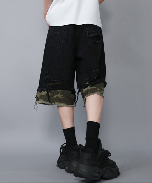 Balenciaga 迷彩 カモ デニム ハーフパンツ Balenciaga 迷彩 カモ