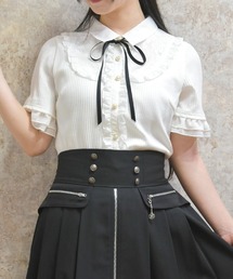 axes femme | 襟付きブロッキングリブプルオーバー(Tシャツ/カットソー)