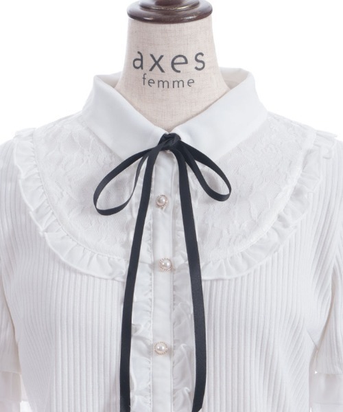 axes femme（アクシーズファム）の「襟付きブロッキングリブプルオーバー（Tシャツ/カットソー・レディース・ブラック/ホワイト/ブラウン・FREE）」の10枚目の写真