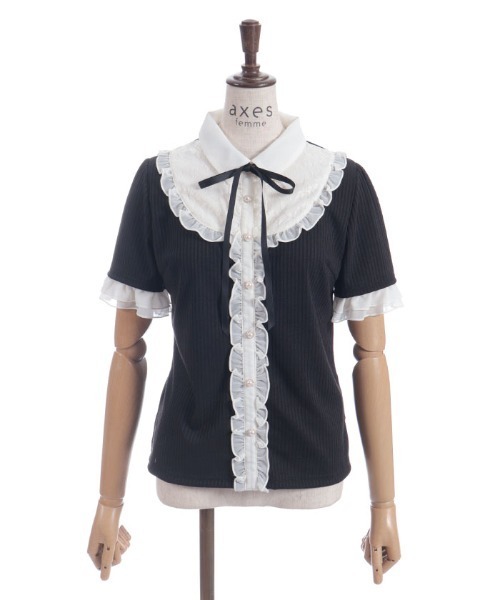 axes femme（アクシーズファム）の「襟付きブロッキングリブプルオーバー（Tシャツ/カットソー・レディース・ブラック/ホワイト/ブラウン・FREE）」の14枚目の写真