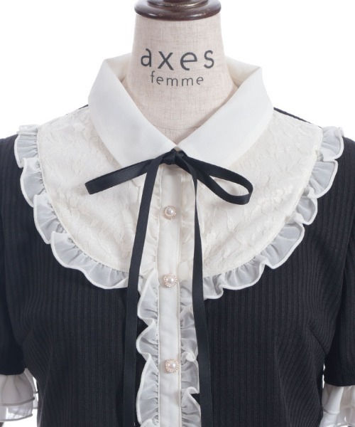 axes femme（アクシーズファム）の「襟付きブロッキングリブプルオーバー（Tシャツ/カットソー・レディース・ブラック/ホワイト/ブラウン・FREE）」の17枚目の写真