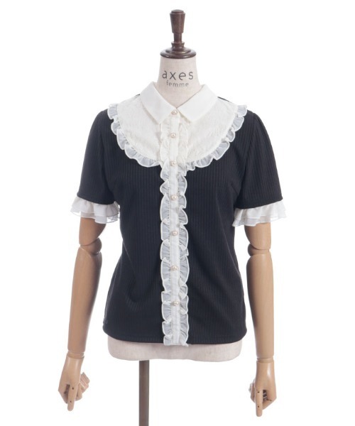 axes femme（アクシーズファム）の「襟付きブロッキングリブプルオーバー（Tシャツ/カットソー・レディース・ブラック/ホワイト/ブラウン・FREE）」の19枚目の写真