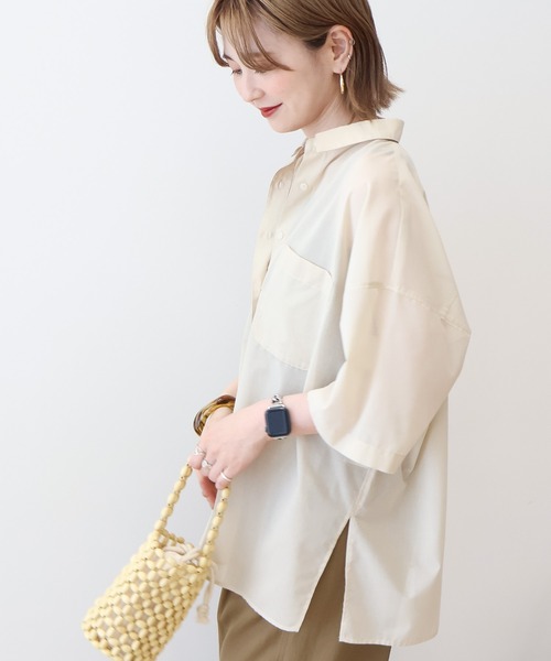 AMERICAN HOLIC(アメリカンホリック)の「イージーケア+接触冷感Wポケットオーバーシャツ(シャツ/ブラウス・レディース・ライトベージュ/イエロー/ネイビー/ミント・M/L)」の16枚目の写真