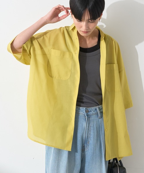 AMERICAN HOLIC(アメリカンホリック)の「イージーケア+接触冷感Wポケットオーバーシャツ(シャツ/ブラウス・レディース・ライトベージュ/イエロー/ネイビー/ミント・M/L)」の14枚目の写真