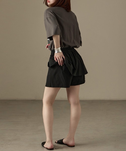 Fashion Letter（ファッションレター）の「水陸両用 フリルデザイン ラッシュガード ショートパンツ（ラッシュガード・レディース・ブラック・M）」の7枚目の写真