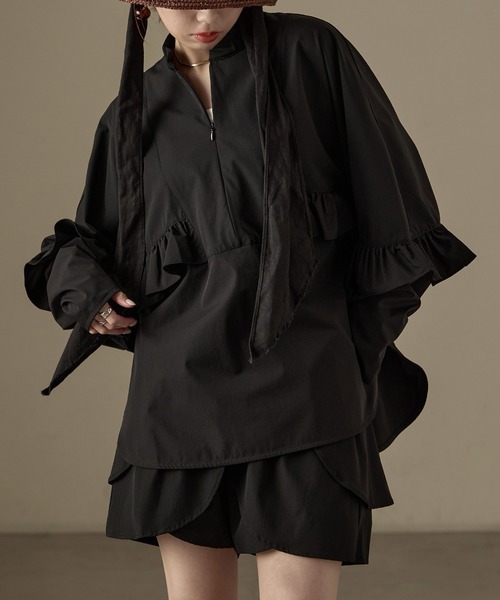 Fashion Letter（ファッションレター）の「水陸両用 フリルデザイン ラッシュガード ショートパンツ（ラッシュガード・レディース・ブラック・M）」の12枚目の写真