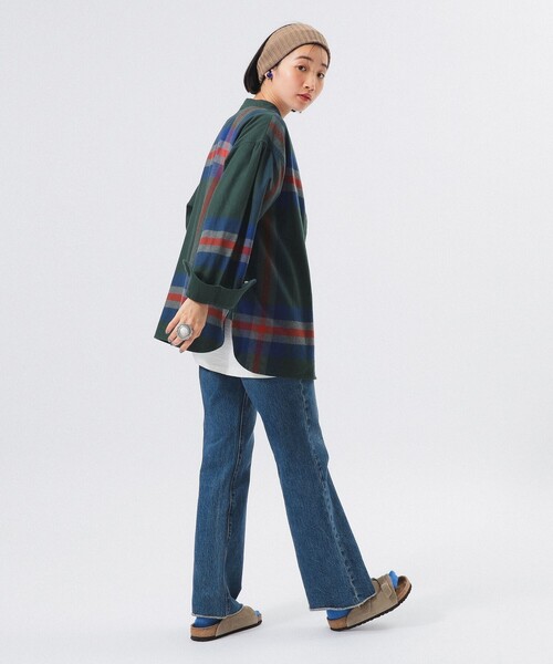 BEAMS BOY（ビームスボーイ）の「【2/5再値下げ】ビッグ タータン バスク シャツ（シャツ/ブラウス・レディース・ネイビー/オレンジ/ダークグリーン・ONE SIZE）」の8枚目の写真