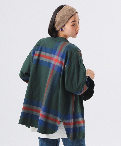 BEAMS BOY（ビームスボーイ）の「【2/5再値下げ】ビッグ タータン バスク シャツ（シャツ/ブラウス・レディース・ネイビー/オレンジ/ダークグリーン・ONE SIZE）」の10枚目の写真