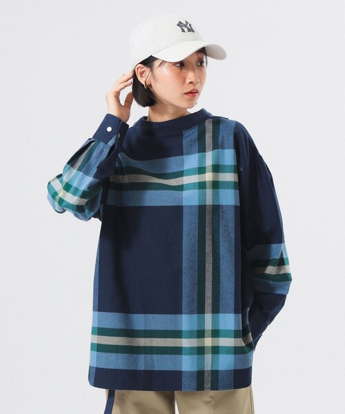 BEAMS BOY（ビームスボーイ）の「【2/5再値下げ】ビッグ タータン バスク シャツ（シャツ/ブラウス・レディース・ネイビー/オレンジ/ダークグリーン・ONE SIZE）」の13枚目の写真