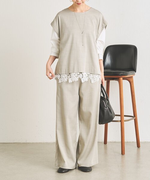 BEARDSLEY(ビアズリー)の「マルチウエストリブパンツ《7サイズ展開》【セットアップ】(その他パンツ・レディース・ライトグレー/インディゴブルー/ベージュ/ブラック・1/2/0/TM/3/PM/00)」の15枚目の写真