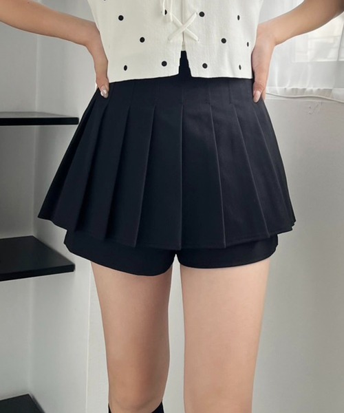 one after another NICE CLAUP(ワンアフターアナザーナイスクラップ)の「レイヤードプリーツスカパン(その他パンツ・レディース・モカ/杢グレー/ブラック/アイボリー・MEDIUM/SMALL)」の2枚目の写真