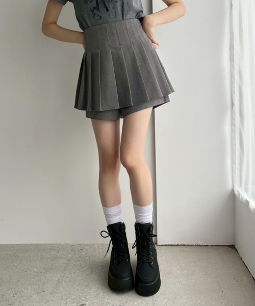 one after another NICE CLAUP(ワンアフターアナザーナイスクラップ)の「レイヤードプリーツスカパン(その他パンツ・レディース・モカ/杢グレー/ブラック/アイボリー・MEDIUM/SMALL)」の7枚目の写真