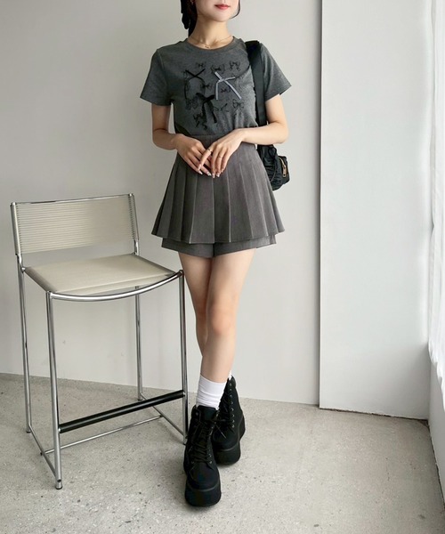 one after another NICE CLAUP(ワンアフターアナザーナイスクラップ)の「レイヤードプリーツスカパン(その他パンツ・レディース・モカ/杢グレー/ブラック/アイボリー・MEDIUM/SMALL)」の6枚目の写真