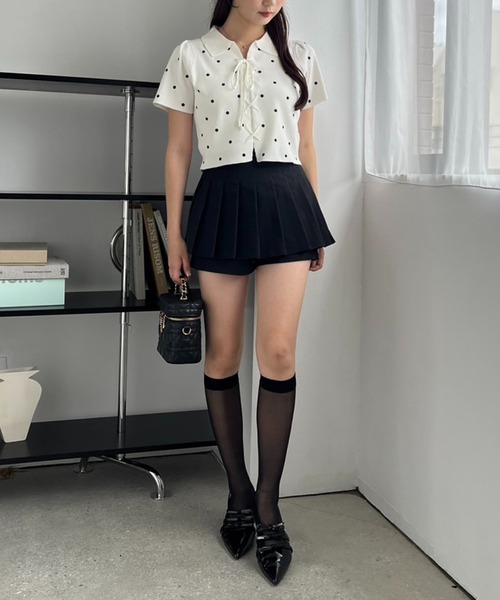 one after another NICE CLAUP(ワンアフターアナザーナイスクラップ)の「レイヤードプリーツスカパン(その他パンツ・レディース・モカ/杢グレー/ブラック/アイボリー・MEDIUM/SMALL)」の10枚目の写真