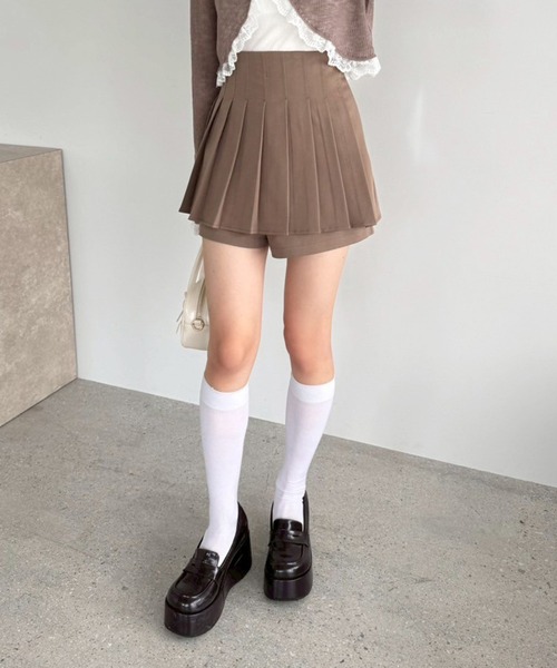 one after another NICE CLAUP(ワンアフターアナザーナイスクラップ)の「レイヤードプリーツスカパン(その他パンツ・レディース・モカ/杢グレー/ブラック/アイボリー・MEDIUM/SMALL)」の15枚目の写真