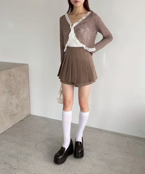 one after another NICE CLAUP(ワンアフターアナザーナイスクラップ)の「レイヤードプリーツスカパン(その他パンツ・レディース・モカ/杢グレー/ブラック/アイボリー・MEDIUM/SMALL)」の13枚目の写真