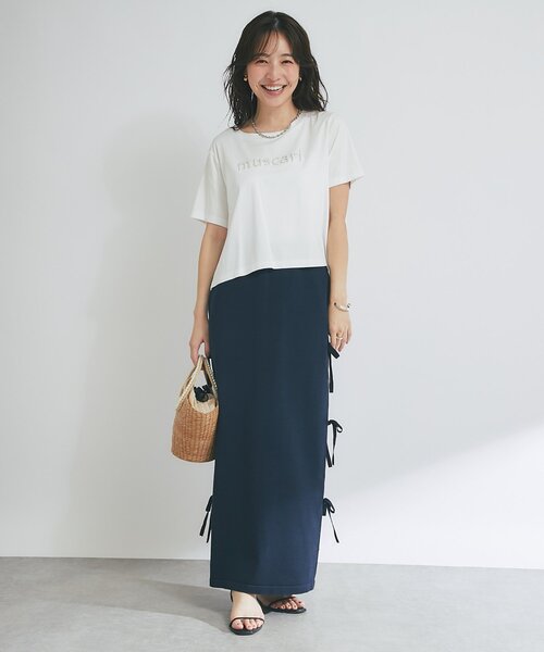 La boutique BonBon(ラブティックボンボン)の「【セットアップ可・ヘルシー&ガーリー】ラメプレーティング天竺リボンスカート(スカート・レディース・ライトグレー/ホワイト/ネイビー・FREE)」の20枚目の写真