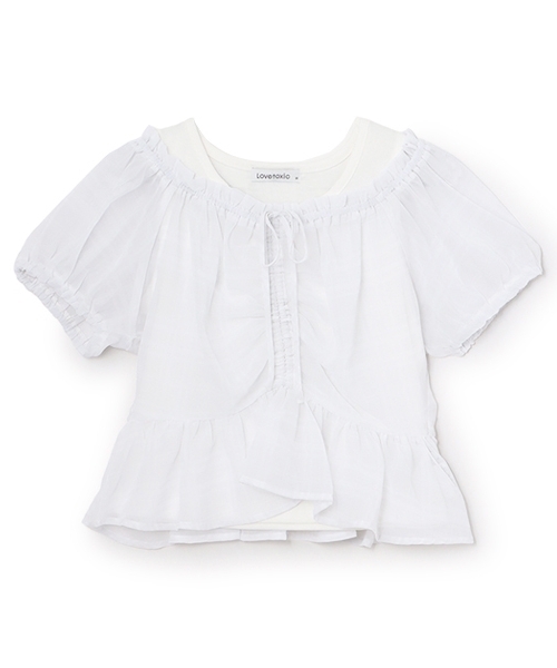 LOVETOXIC（ラブトキシック）の「チェックオフショルインナーセット（アンサンブル・キッズ・ブラック/サックスブルー/オフホワイト・S:140cm/130cm/M:150cm/L:160cm）」の18枚目の写真