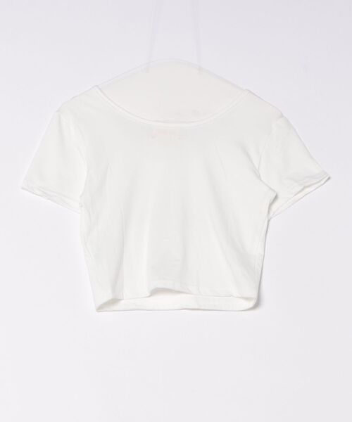 THE HITSS（ヒッツ）の「Y2K ロゴプリント 短丈 スリムフィット スクエアネック チビTシャツ（Tシャツ/カットソー・レディース・ホワイト/ブラック・FREE）」の11枚目の写真