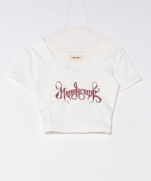 THE HITSS（ヒッツ）の「Y2K ロゴプリント 短丈 スリムフィット スクエアネック チビTシャツ（Tシャツ/カットソー・レディース・ホワイト/ブラック・FREE）」の12枚目の写真